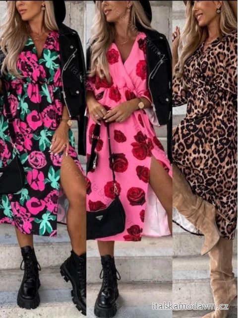 Šaty midi dlhý rukáv dámske (S/M ONE SIZE) TALIANSKA MÓDA IMWY23079