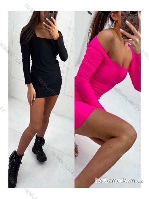 Šaty mini dlhý rukáv dámske (S/M ONE SIZE) TALIANSKA MÓDA IMWY23085