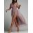 Šaty elegantné dlhé na ramienka šifónové dámske (S/M ONE SIZE) TALIANSKA MODA IMM22Q52303/DUR S/M ružová
