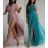 Šaty elegantné dlhé na ramienka šifónové dámske (S/M ONE SIZE) TALIANSKA MODA IMM22Q52303/DUR S/M ružová