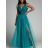 Šaty elegantné dlhé na ramienka šifónové dámske (S/M ONE SIZE) TALIANSKA MODA IMM22Q52303/DUR S/M ružová