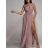 Šaty elegantné dlhé na ramienka šifónové dámske (S/M ONE SIZE) TALIANSKA MODA IMM22Q52303/DUR S/M ružová