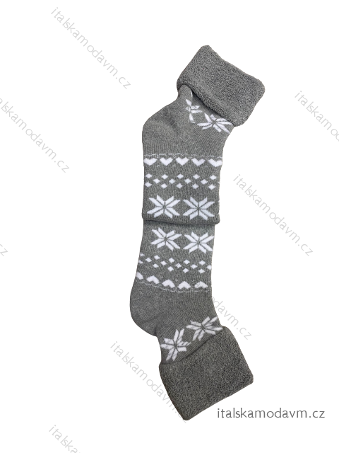 Ponožky vánoční teplé termo dámské (36-40) POLSKÁ MODA DPP22269 šedá 34-36
