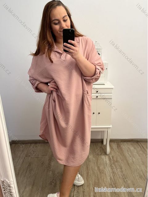 Šaty 3/4 dlouhý rukáv dámské (2XL/3XL/4XL ONE SIZE) ITALSKá MóDA IM423MARINA/DU