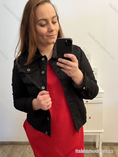 Bunda riflová dlouhý rukáv  dámská nadrozměr (L-4XL) DROMEDAR LC587L-1/DR XL Černá