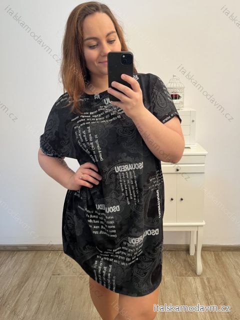 Šaty oversize krátký rukáv dámské nadrozměr (3XL/4XL/5XL ONE SIZE) ITALSKÁ MÓDA IMD23STELLA/DU
