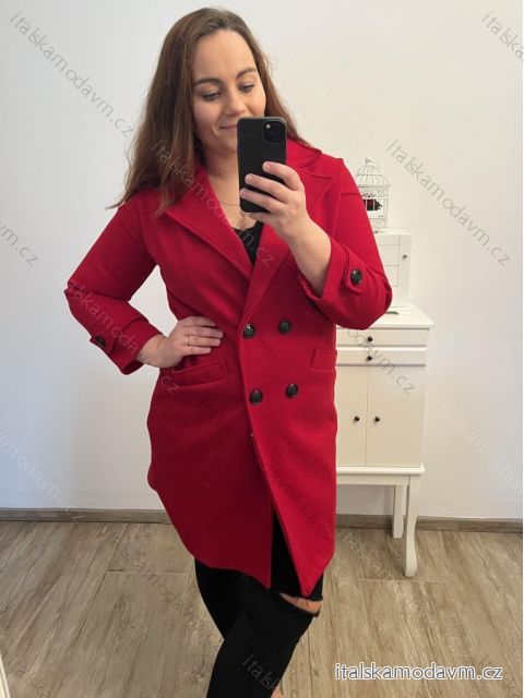 Kabát dlouhý rukáv dámská nadrozměr (XL/2XL ONE SIZE) ITALSKÁ MÓDA IM423MARINO