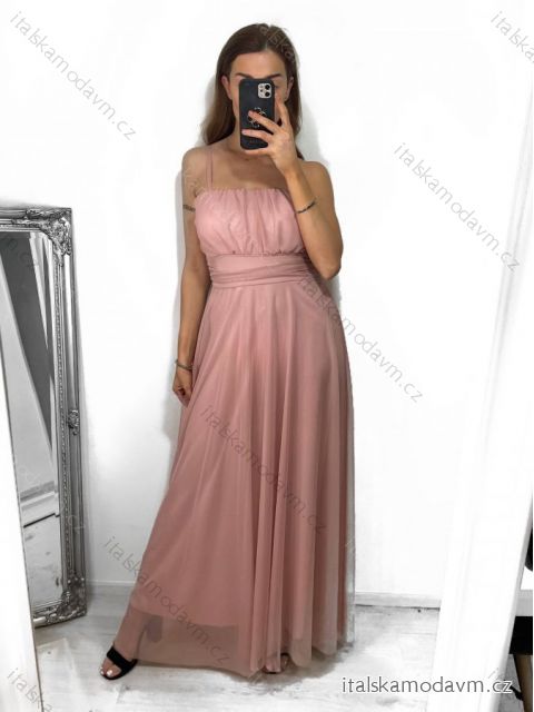 Šaty dlouhé elegantní společenské na ramínka dámské (S/M ONE SIZE) ITALSKÁ MÓDA IMPSH233586
