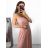Šaty dlouhé elegantní společenské na ramínka dámské (S/M ONE SIZE) ITALSKÁ MÓDA IMPSH233586