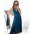 Šaty elegantné spoločenské dlhé na ramienka dámske Patricie  (XS/S/M/L ONE SIZE) TALIANSKA MÓDA IM322045/DR/DU sv. modrá