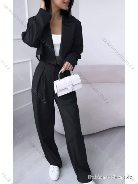 Súprava/komplet elegantné nohavice dlhé a sako dlhý rukáv dámska (S/M ONE SIZE) TALIANSKA MÓDA IMD23204