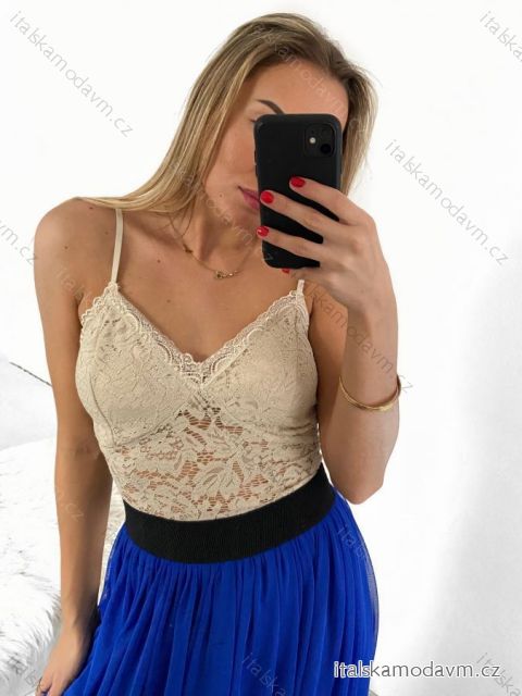 Body tielko elegantné čipkované dámske (S / M ONE SIZE) TALIANSKÁ MÓDA IMM22291/DU S/M béžová