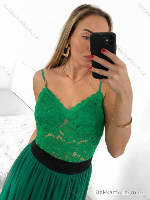 Body tílko elegantní krajkové dámské (S/M ONE SIZE) ITALSKÁ MÓDA IMM22291/DU S/M zelená