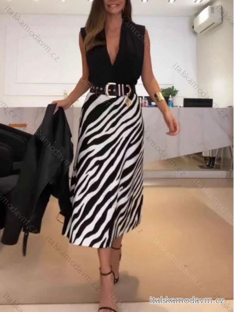 Šaty elegantní s páskem bez rukávu dámské (S/M ONE SIZE) ITALSKÁ MÓDA IMWE23912