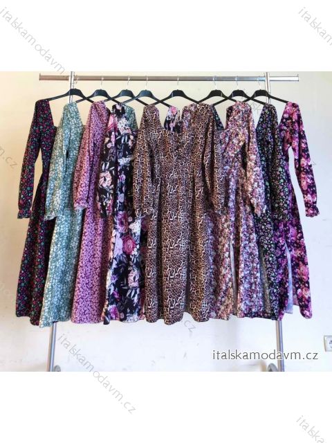 Šaty elegantní dlouhý rukáv dámské (S/M ONE SIZE) ITALSKÁ MÓDA IMWM23895