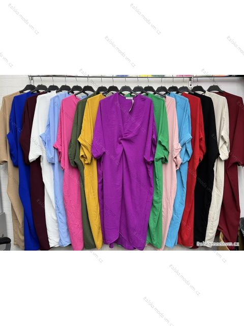 Šaty dlouhé letní krátký rukáv dámské (S/M ONE SIZE) ITALSKÁ MÓDA IMWGS23828