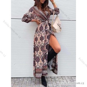 Šaty dlouhé letní dlouhý rukáv dámské (S/M ONE SIZE) ITALSKÁ MÓDA IMWE23983