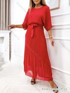 Šaty dlouhé elegantní šifonové 3/4 dlouhý rukáv dámské (S/M ONE SIZE) ITALSKÁ MÓDA IMWGB231008