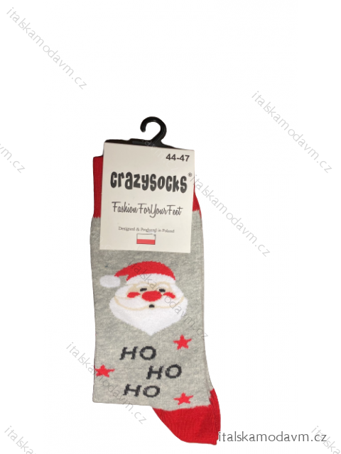 Ponožky Vianočné veselé sob Rudy Santa Claus slabé pánské CRAZY SOCKS (40-43,44-47) POLSKÁ MÓDA DPP20065 šedá 40-43