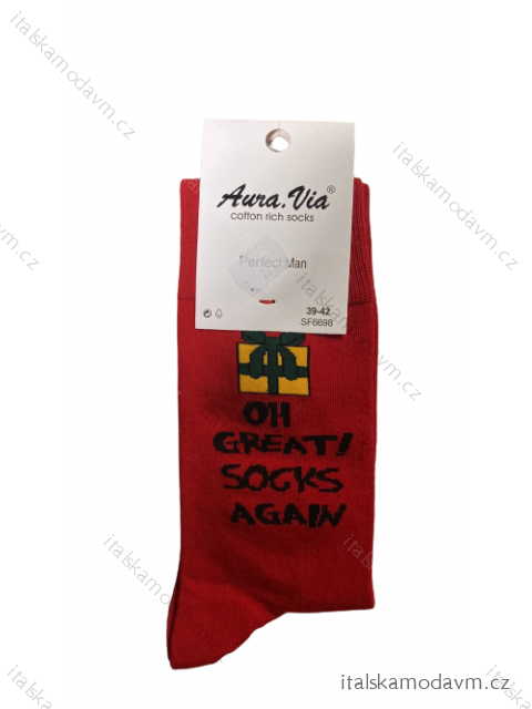Ponožky vánoční veselé  pánské  (39-46) AURA.VIA aur20sf6698 červená 39-42