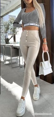 Kalhoty dlouhé koženkové dámské (S/M ONE SIZE) ITALSKÁ MÓDA IMPBB23D06031