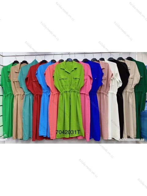 Šaty košilové letní krátký rukáv dámské (S/M ONE SIZE) ITALSKÁ MÓDA IMWT231141