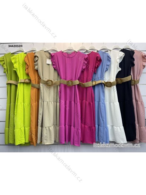 Šaty dlhé letné s opaskom krátky rukáv dámske (S/M ONE SIZE) TALIANSKA MÓDA IMWMY231142