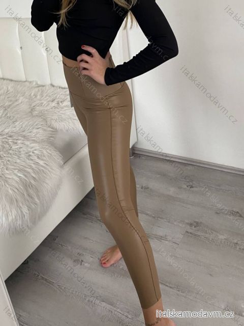 Legíny dlhé eko koženkové dámske (S-XL) TALIANSKA MÓDA IMM22FD198055-2/DR camel hnedá XL