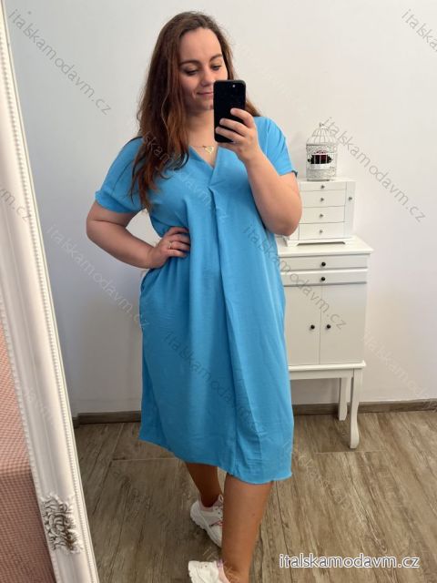 Šaty oversize krátky rukáv dámske nadrozmer (3XL/4XL ONE SIZE) TALIANSKA MóDA IMC23132/DU