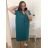 Šaty oversize krátky rukáv dámske nadrozmer (3XL/4XL ONE SIZE) TALIANSKA MóDA IMC23132/DU 3XL/4XL petrolejová