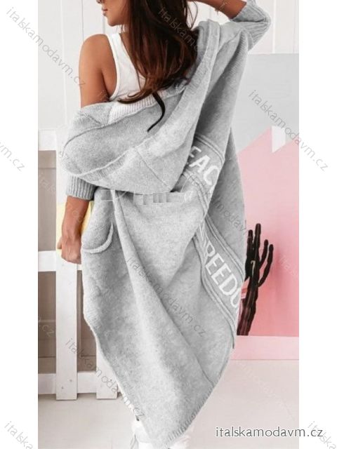 Cardigan pletený tenký dlhý rukáv dámsky (S / M / L ONE SIZE) TALIANSKÁ MÓDA IMWL21118/DU