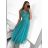 Šaty dlouhé elegantní společenské plesové na ramínka dámské (S/M ONE SIZE) ITALSKá MóDA IM323200/DU S/M tyrkysová