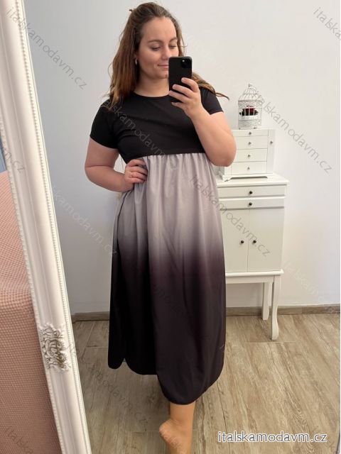 Šaty dlhé krátky rukáv dámske nadrozmer (XL/2XL/3XL ONE SIZE) TALIANSKA MóDA IM423ANTICONA/DUR