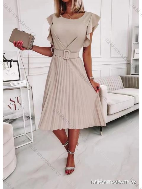 Šaty elegantní s páskem bez rukávu dámské (S/M ONE SIZE) ITALSKÁ MÓDA IMD23261