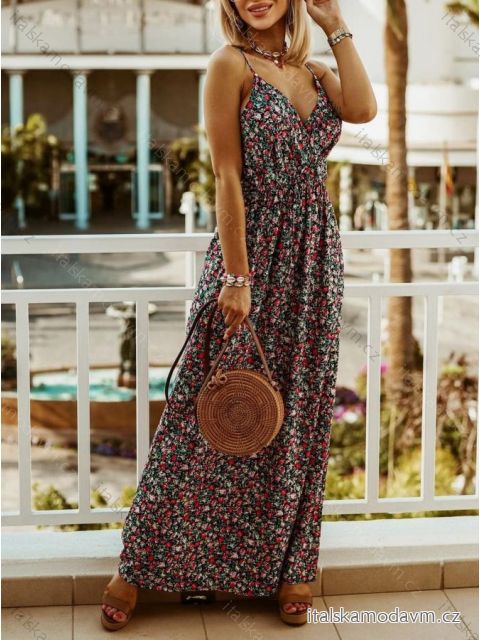 Šaty dlouhé letní na ramínka dámské (S/M ONE SIZE) ITALSKÁ MÓDA IMD23275