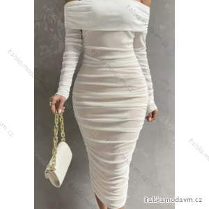 Šaty elegantní carmen dlouhý rukáv dámské (S/M ONE SIZE) ITALSKÁ MÓDA IMPCF236053