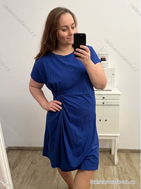 Šaty oversize bavlnené krátky rukáv dámske nadrozmer (2XL/3XL ONE SIZE) TALIANSKA MÓDA IMD23115