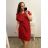 Šaty oversize bavlněné krátký rukáv dámské nadrozměr (2XL/3XL ONE SIZE) ITALSKÁ MÓDA IMD23115/DUR červená