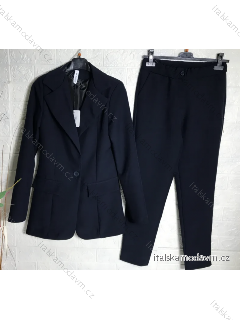 Souprava kalhoty a sako dlouhý rukáv dámská (S-XL) ITALSKÁ MÓDA IMPGM237879-4 tmavě modrá M