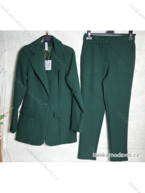 Souprava kalhoty a sako dlouhý rukáv dámská (S-XL) ITALSKÁ MÓDA IMPGM237879-5 tmavě zelená S