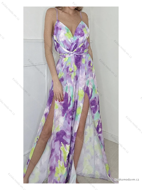 Šaty letné dlhé elegantné na ramienka dámske (S/M ONE SIZE) TALIANSKA MÓDA IMPBB23B21845