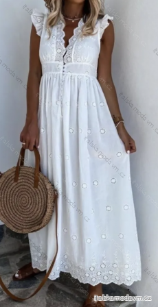 Šaty dlouhé letní krajkové bez rukáv dámské (S/M ONE SIZE) ITALSKÁ MÓDA IMPLP2363740015