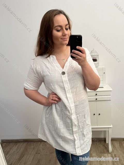 Košile oversize 3/4 dlouhý rukáv dámská nadrozměr (XL/2XL/3XL ONE SIZE) ITALSKá MóDA IM423078