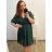 Šaty krátký rukáv dámské nadrozměr (2XL/3XL ONE SIZE) ITALSKá MóDA IM423MILANO/DU 2XL/3XL smaragdová