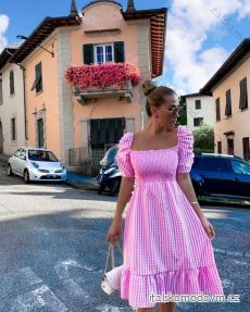 Šaty letní plátěné carmen přes ramena dámské (S/M ONE SIZE) ITALSKÁ MÓDA IMM21659