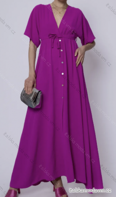 Šaty dlouhé krátký rukáv dámské (S/M ONE SIZE) ITALSKÁ MÓDA IMPMD2353389
