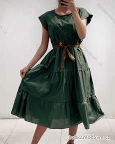 Šaty s páskem krátký rukáv dámské (S/M ONE SIZE) ITALSKÁ MÓDA IMPMD23148202