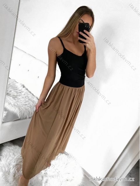 Sukně šifonová dlouhá  dámská (S/M/L ONE SIZE) ITALSKá MóDA IM322116 -   hnědá,   S/M