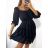 Šaty letní 3/4 dlouhý rukáv dámské (S/M ONE SIZE) ITALSKÁ MÓDA IMW230931/DU S/M tmavě růžová