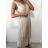 Šaty elegantní se skládanou sukní bez rukávu dámské (S/M ONE SIZE) ITALSKá MóDA IM42359100/DU S/M béžová